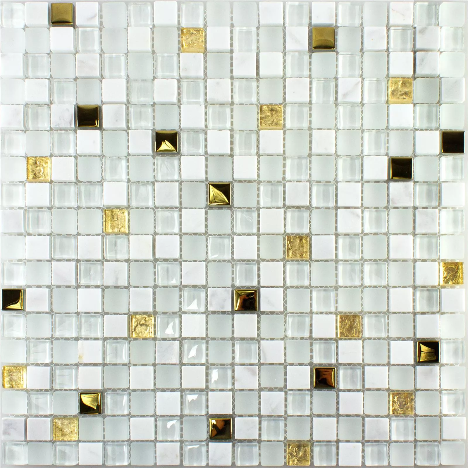 Glass Natural Stone Mosaic Tile Maryot White Gold