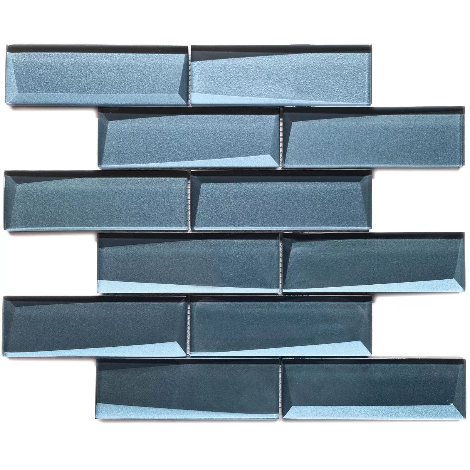 Glass Mosaic Tiles Delhi 3D Optic Grey Blue