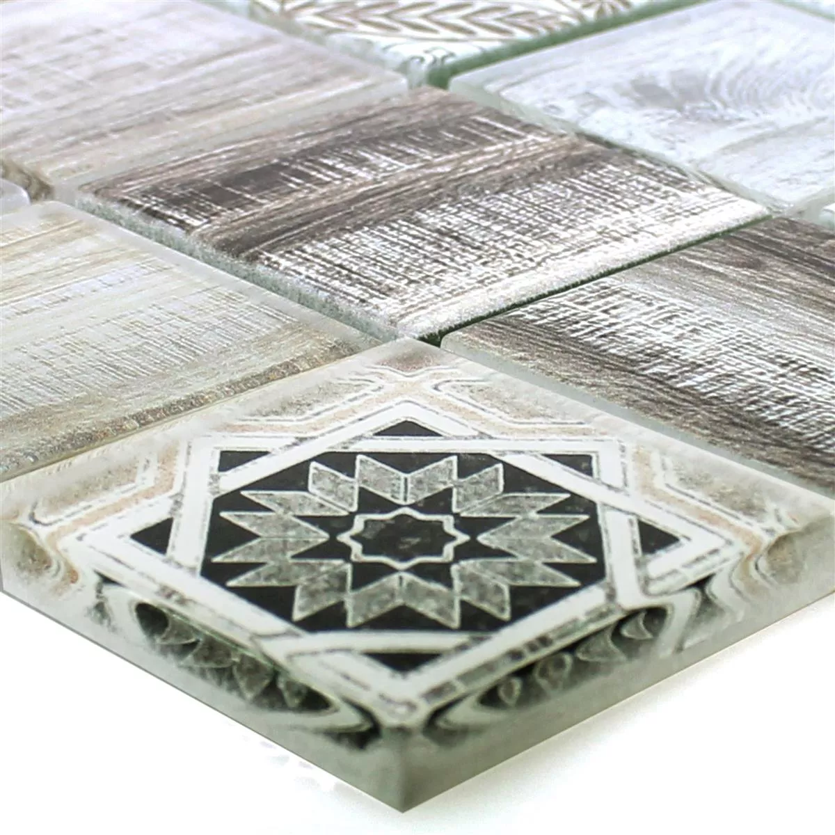 Glass Mosaic Tiles Wood Optic Makarska Beige