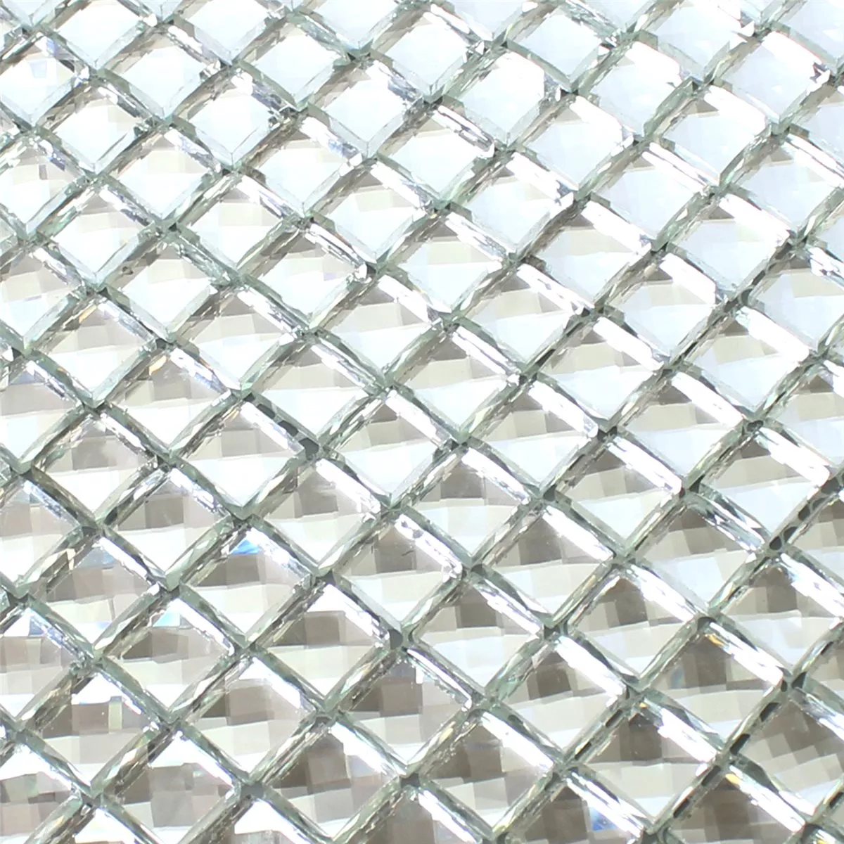 Sample Mosaic Tiles Glass Silver Brilliant White