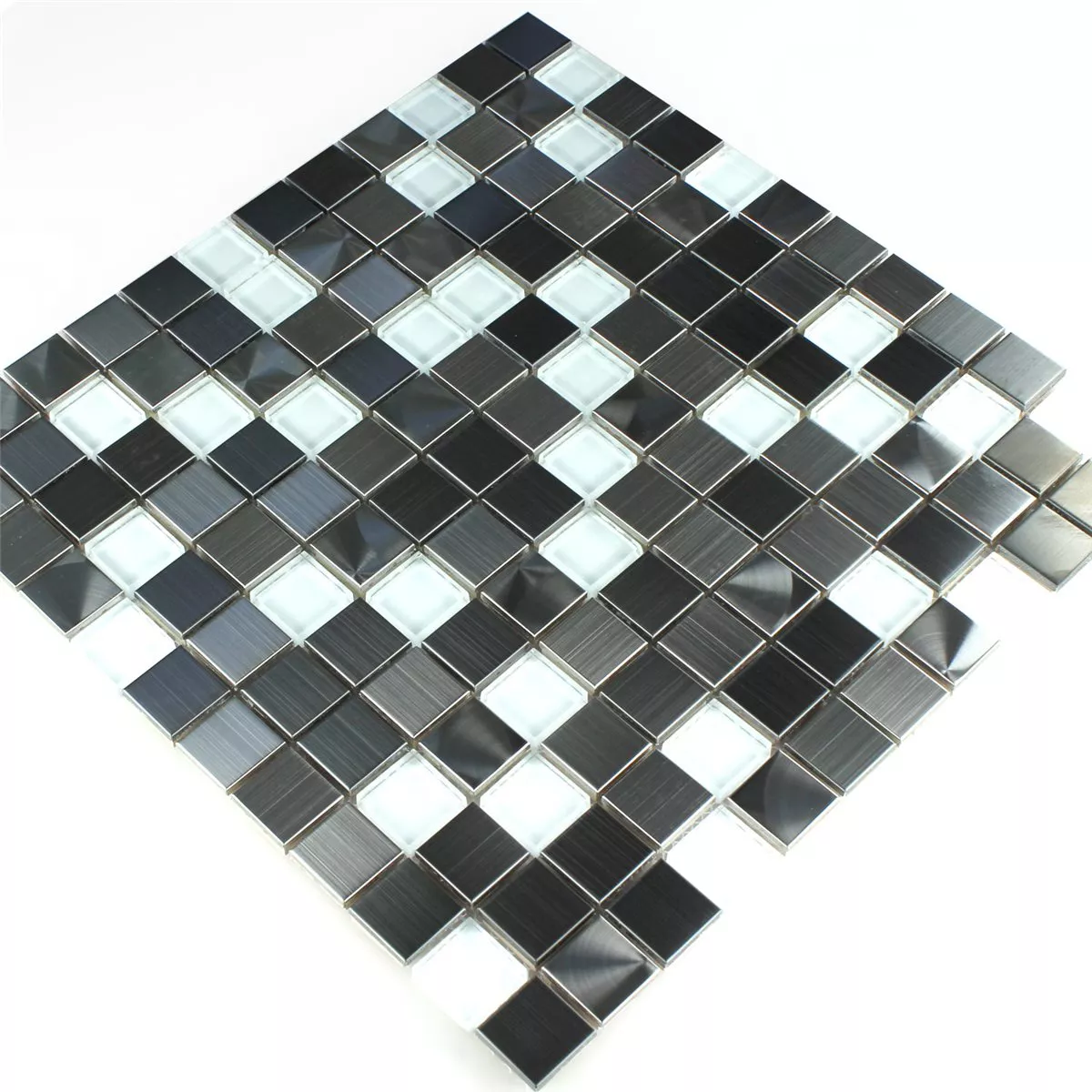 Sample Mosaic Tiles Stainless Steel Glass White Silver