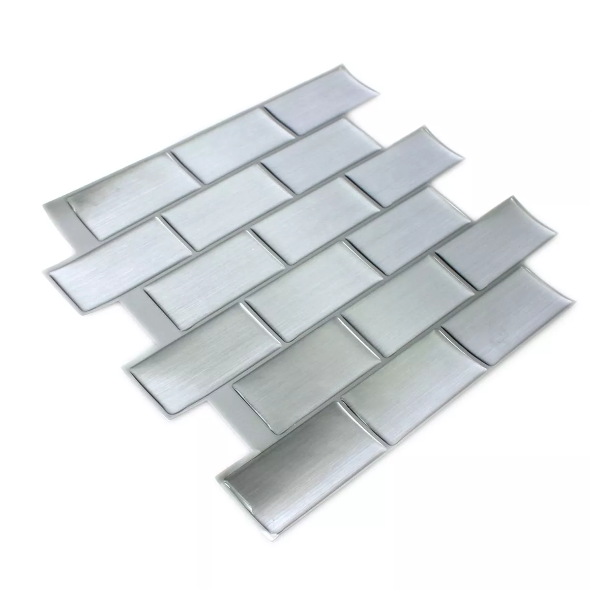 Sample Mosaic Tiles Vinyl Stainless Steel Optic Silver