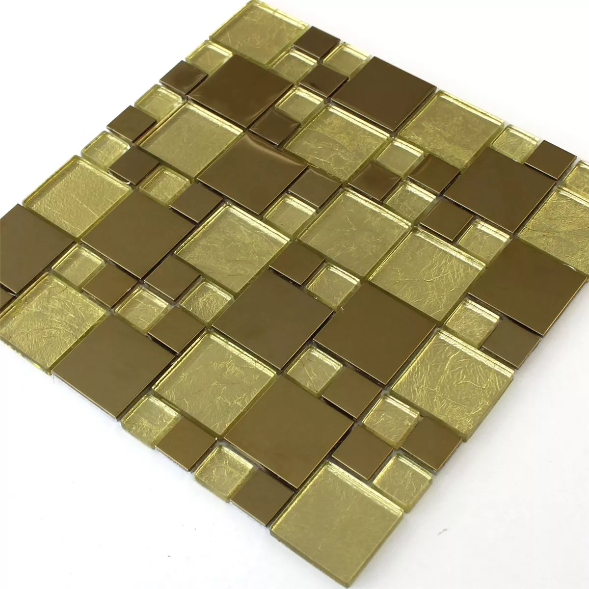 Mosaic Tiles Glass Stainless Steel Metal Gold