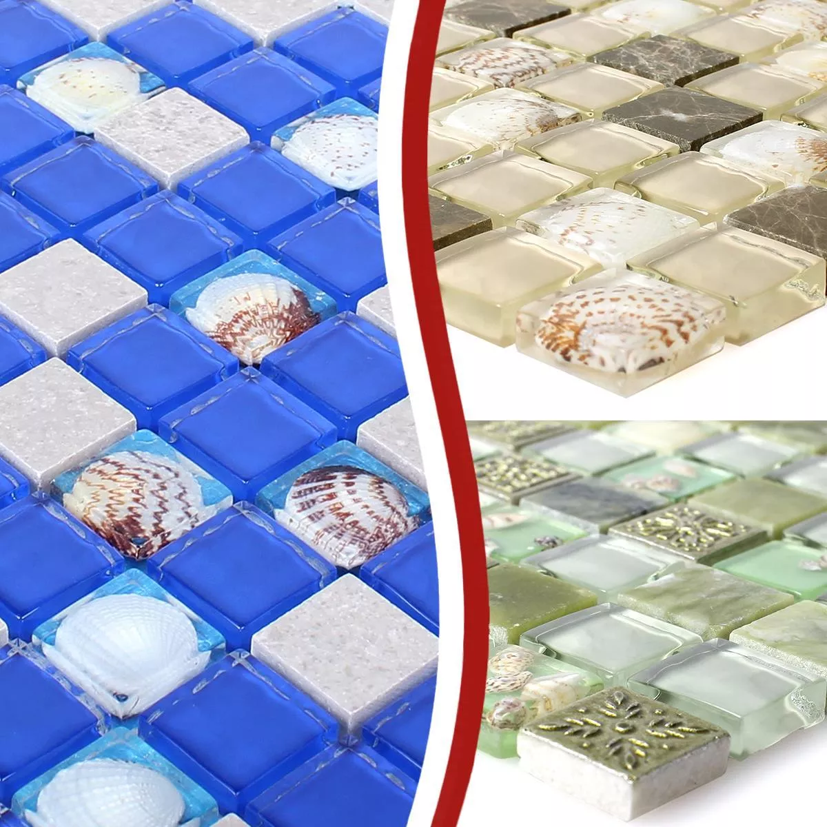 Glass Mosaic Natural Stone Tiles Tatvan Shell