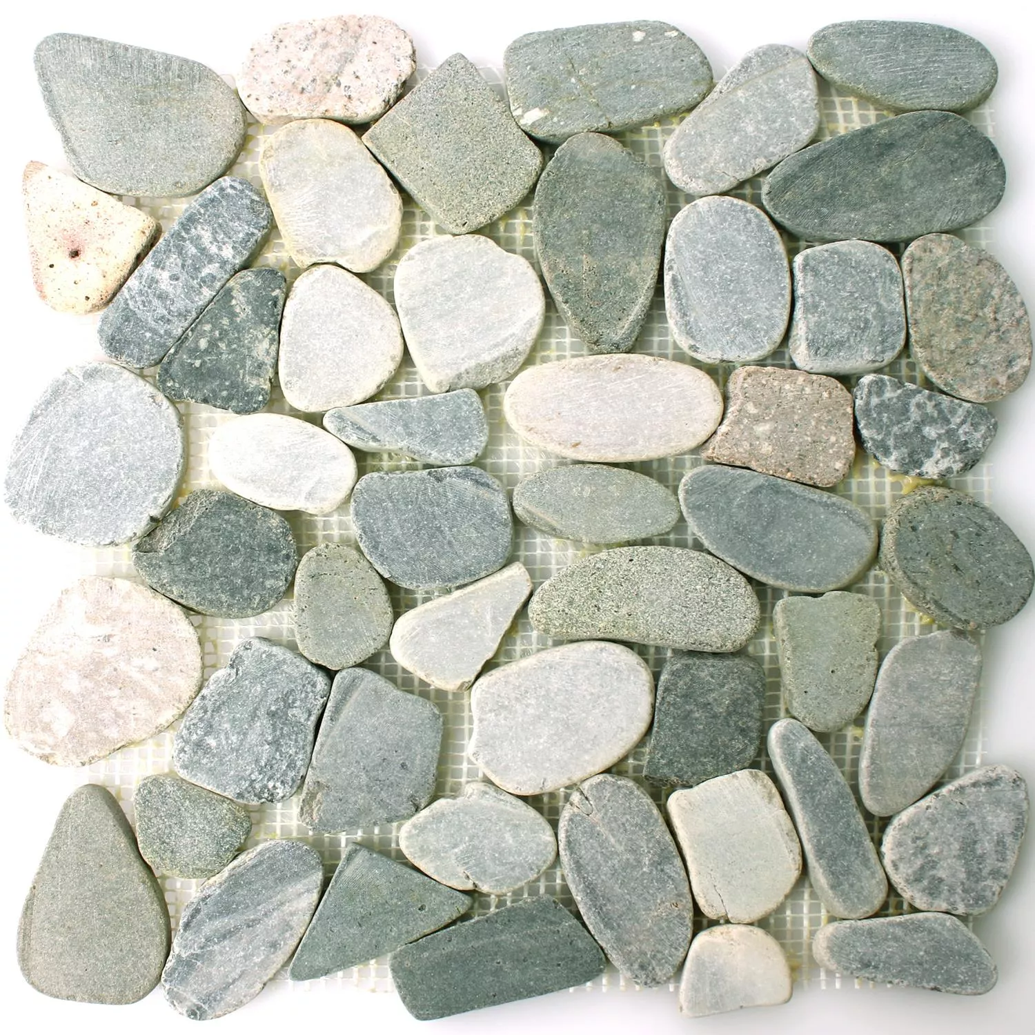 Mosaic Tiles River Pebbles Cut Grey Beige White Mosaic Tiles River Pebbles Cut Grey Beige White