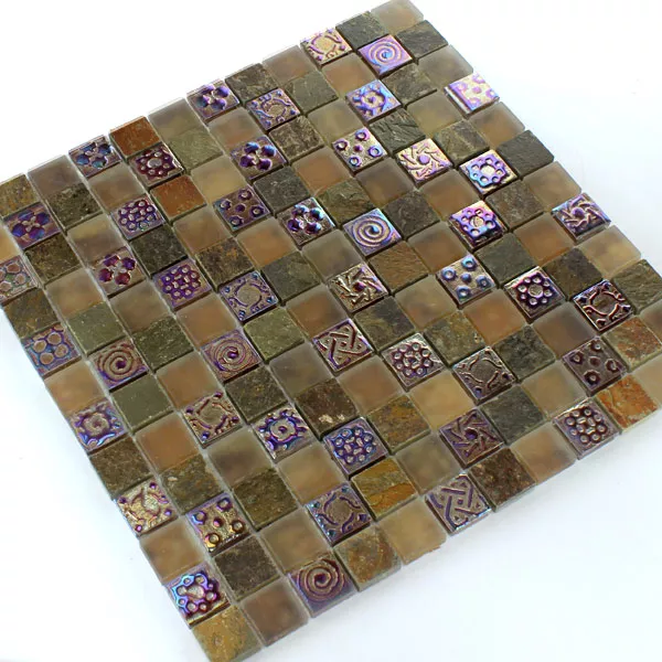 Sample Mosaic Tiles Glass Limestone Marble Phoenix Brown