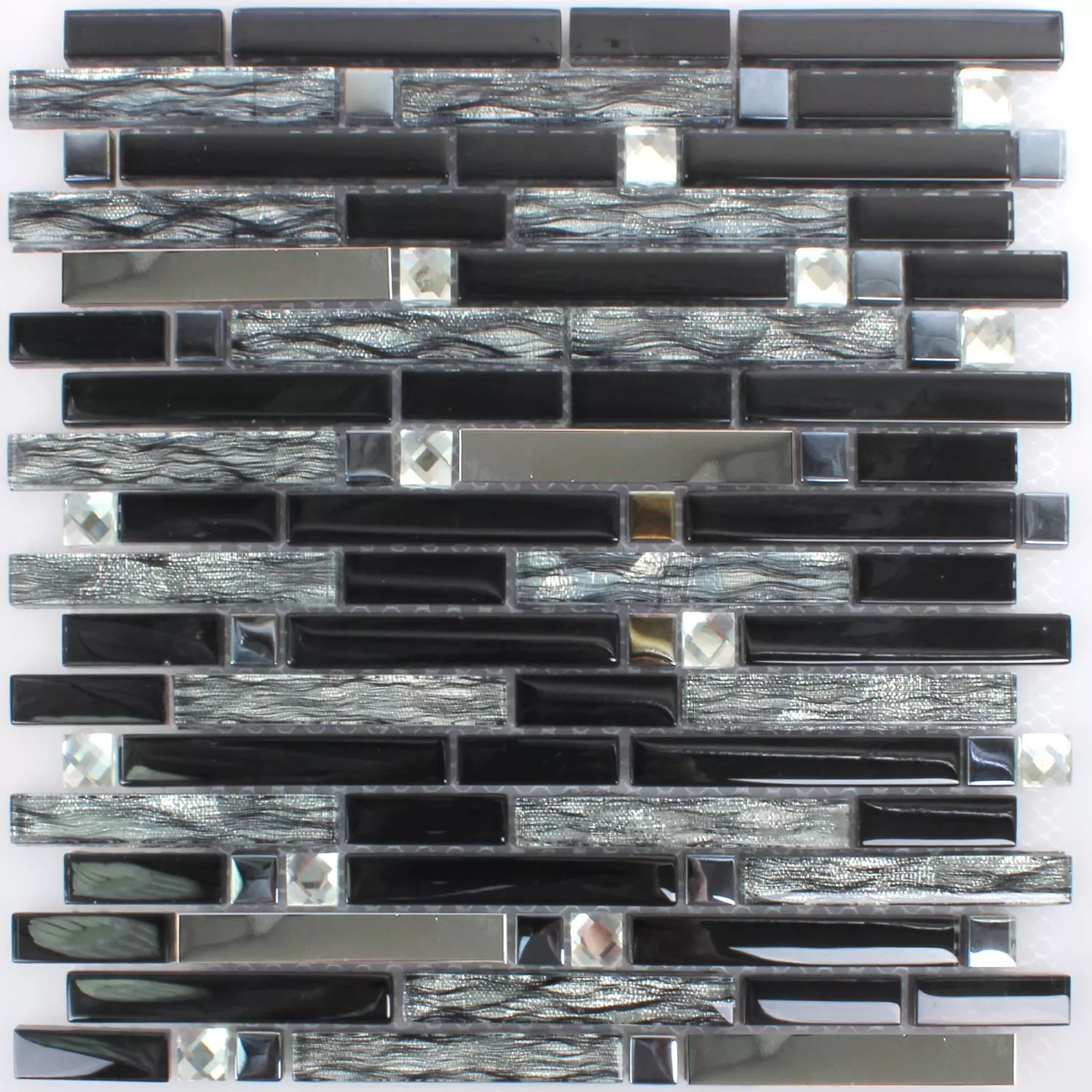 Sample Mosaic Tiles Glass Metal Latoya Silver Black