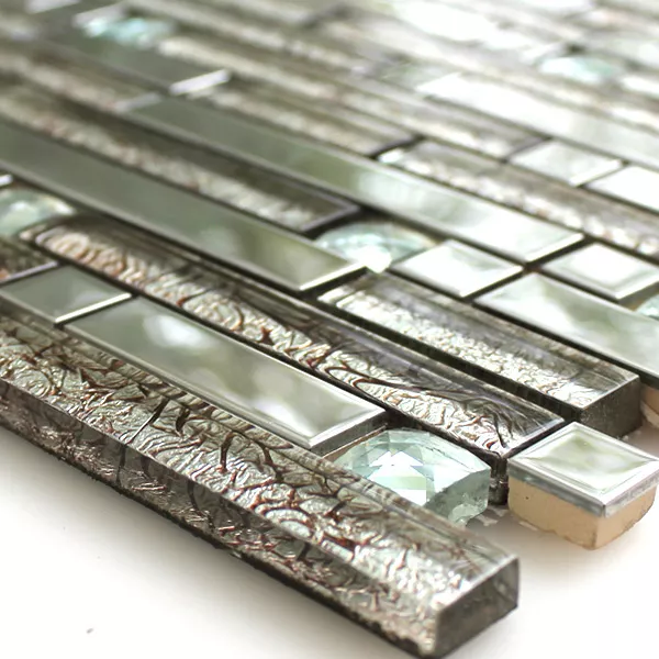 Mosaic Tiles Glass Stainless Steel Diamond