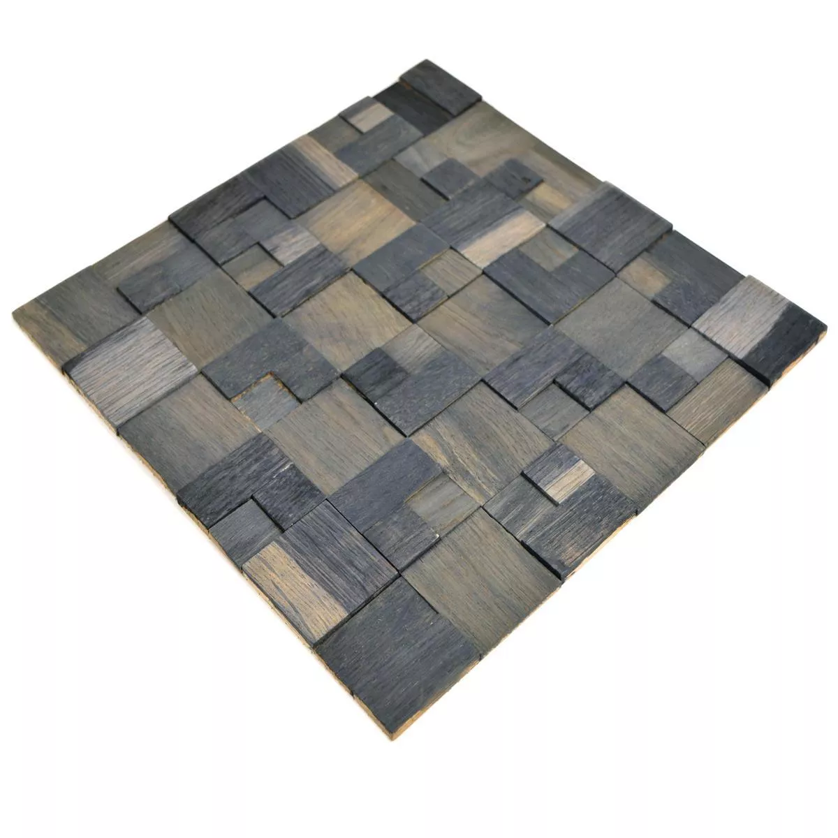 Mosaic Tiles Wood Paris Self Adhesive 3D Dark Grey