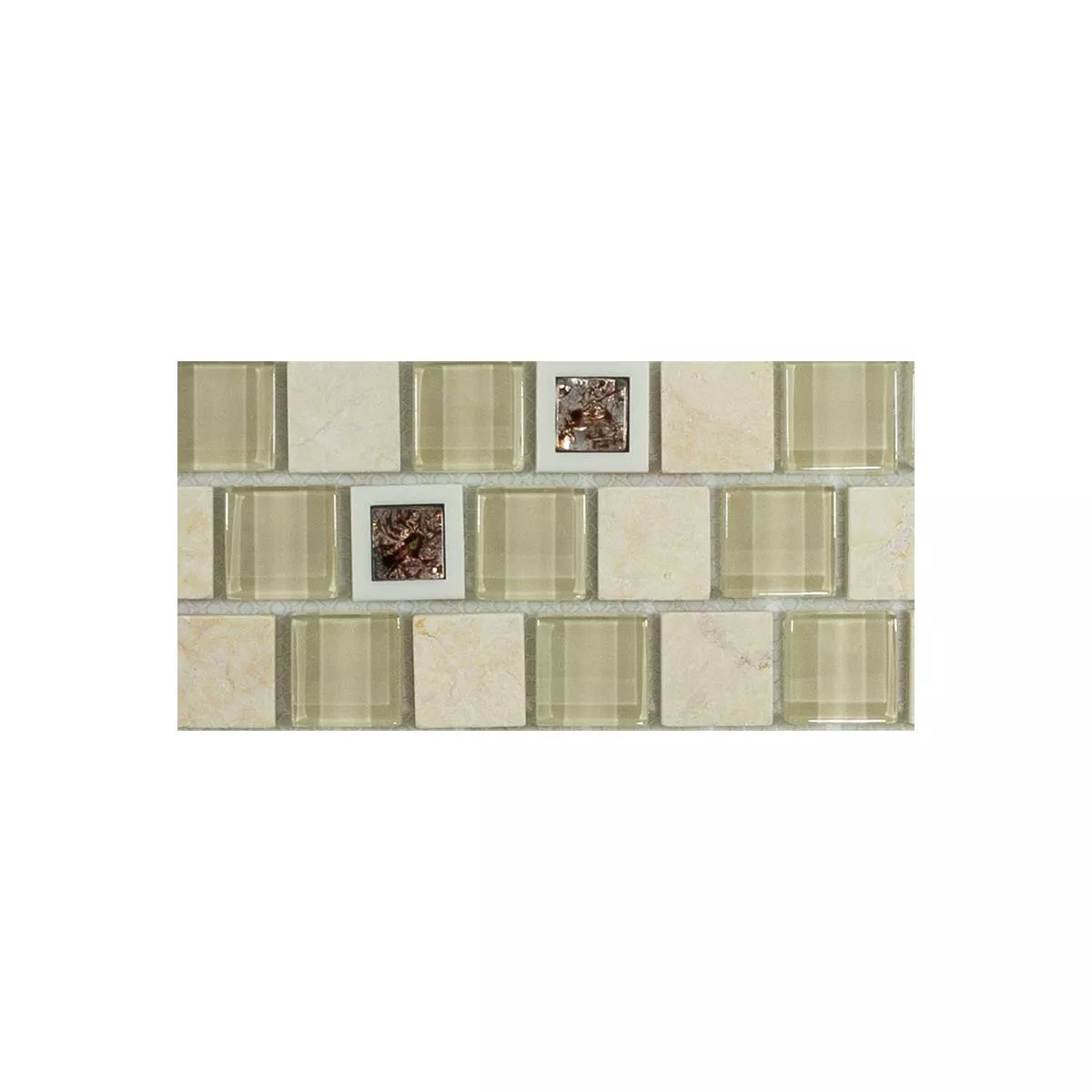 Sample Glass Plastic Natural Stone Mosaic Lunaquell Beige