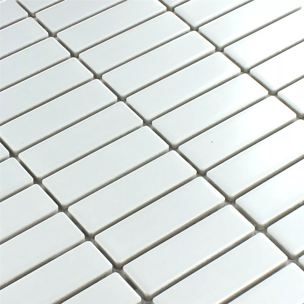 Mosaic Tiles Ceramic White Sticks Mat