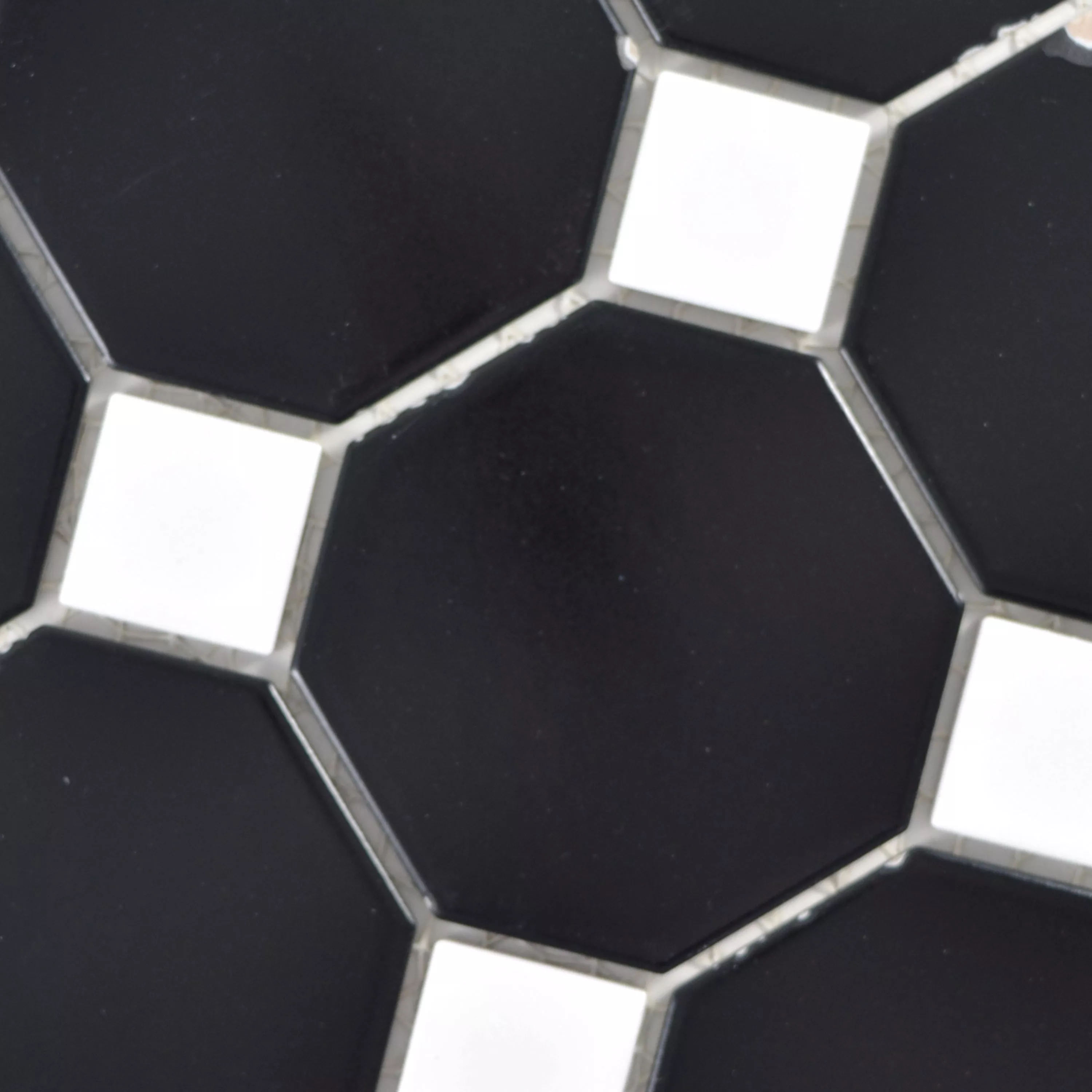 Ceramic Mosaic Tiles Octagon Fürstenberg Black Blanc
