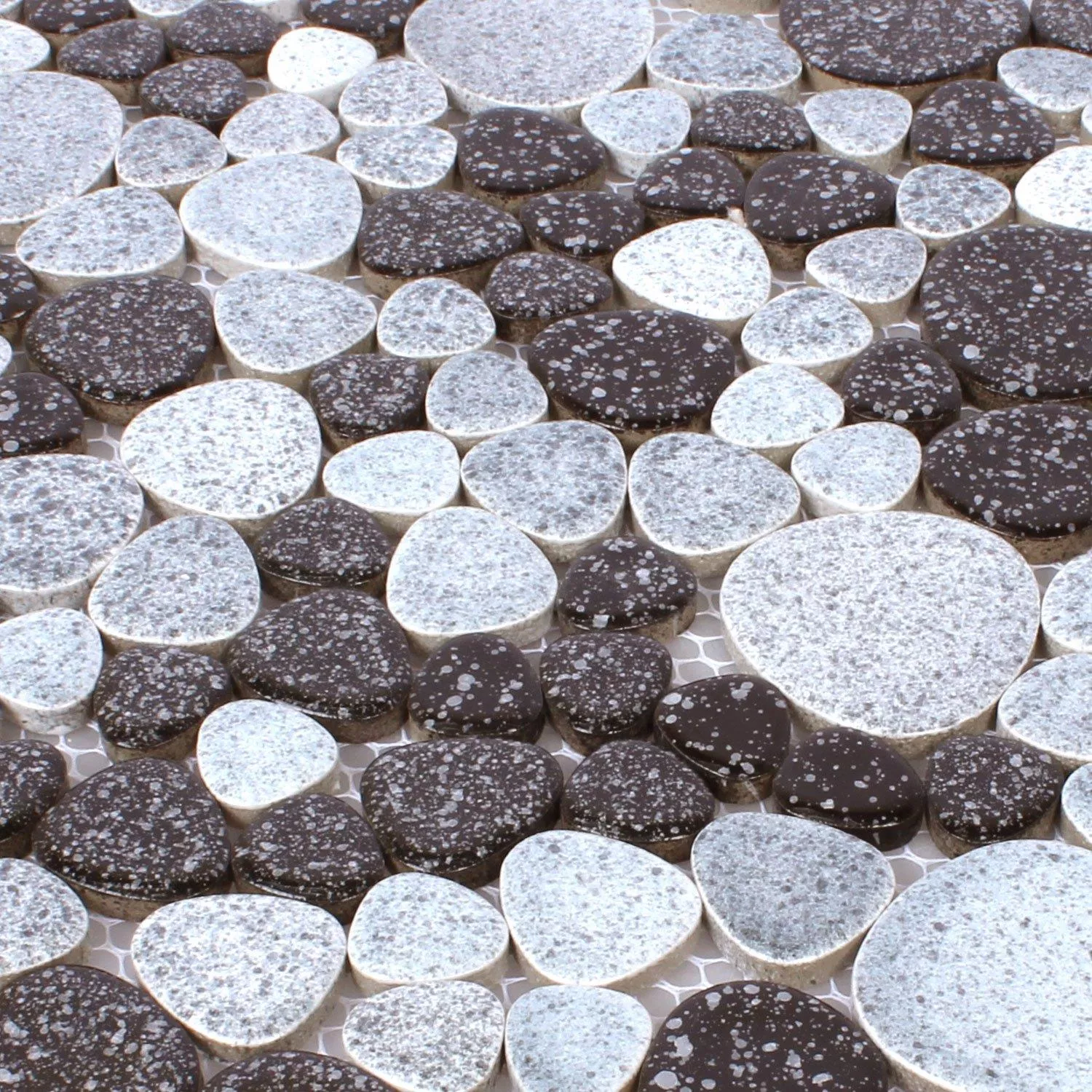 Mosaic Tiles Ceramic Pebble Optic Black White