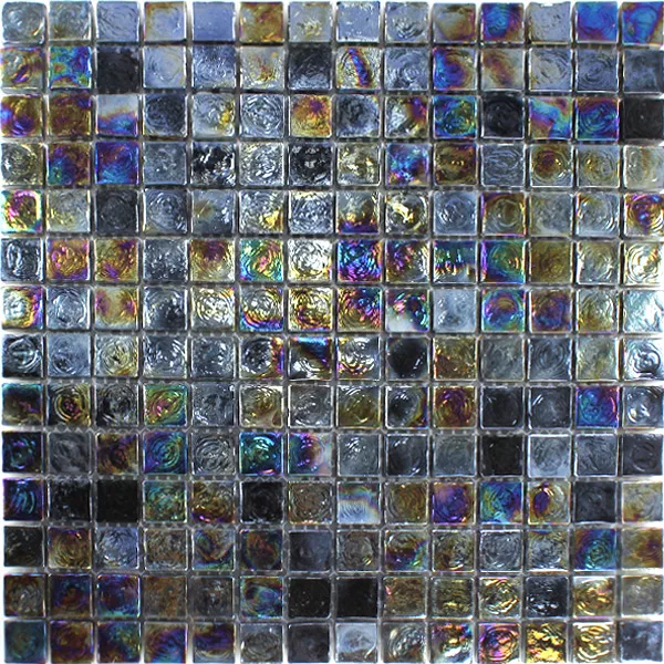 Sample Mosaic Tiles Glass Effect Petrol Black
