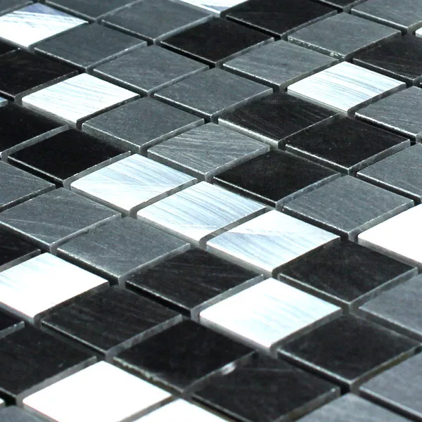 Sample Mosaic Tiles Aluminium Black Silver 