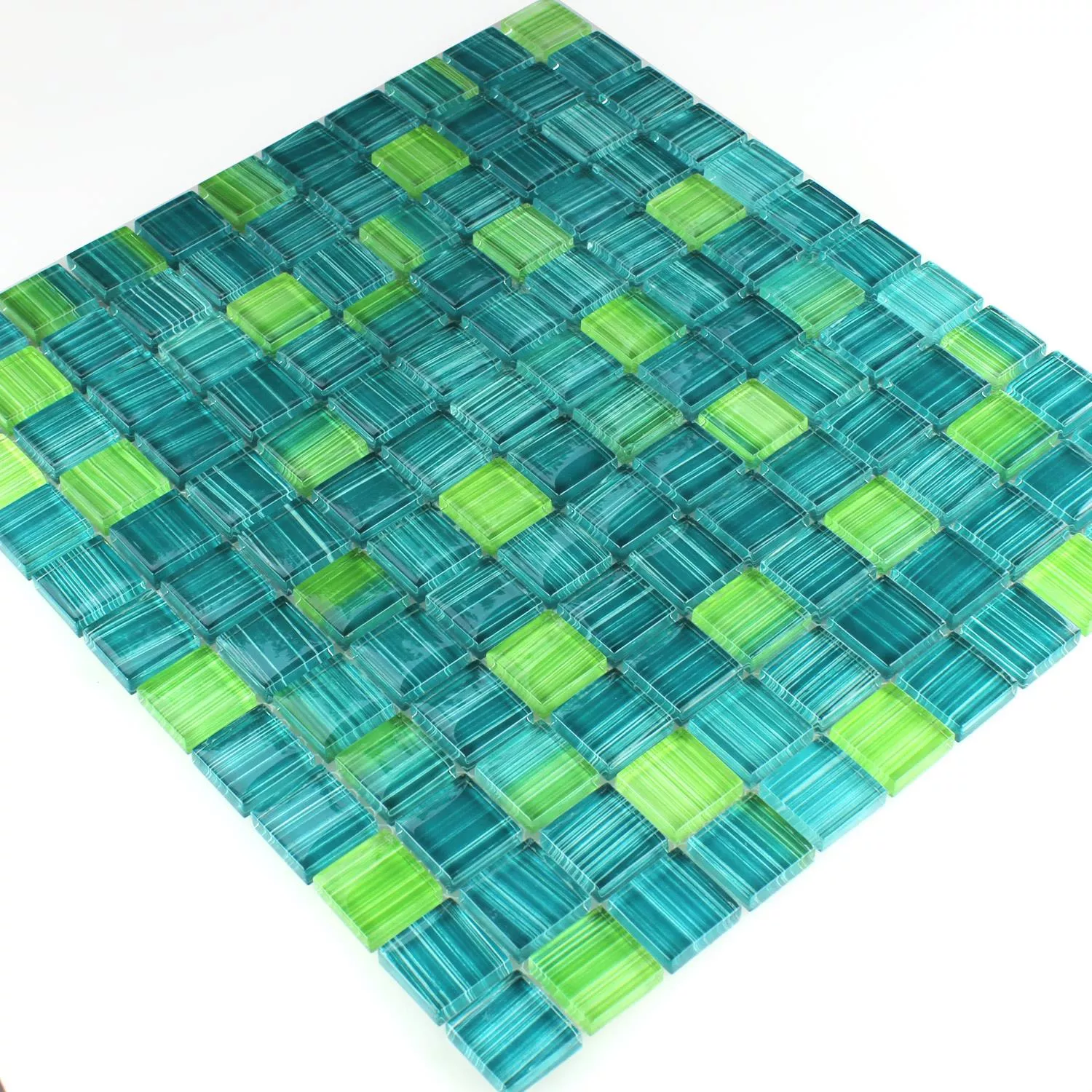 Striped Crystal Mosaic Tiles Glass Green