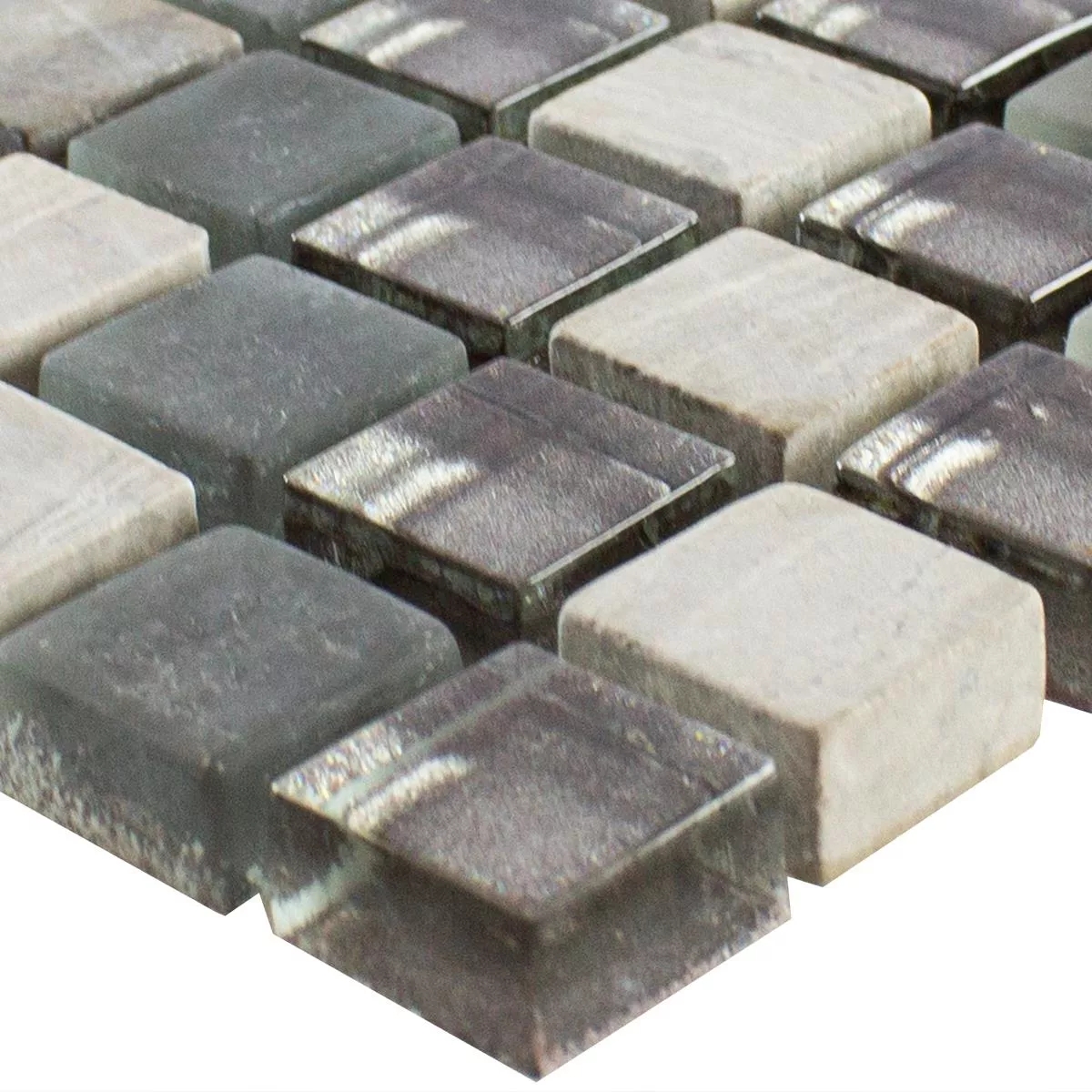 Sample Glass Natural Stone Mosaic Tiles Hayrabey Grey