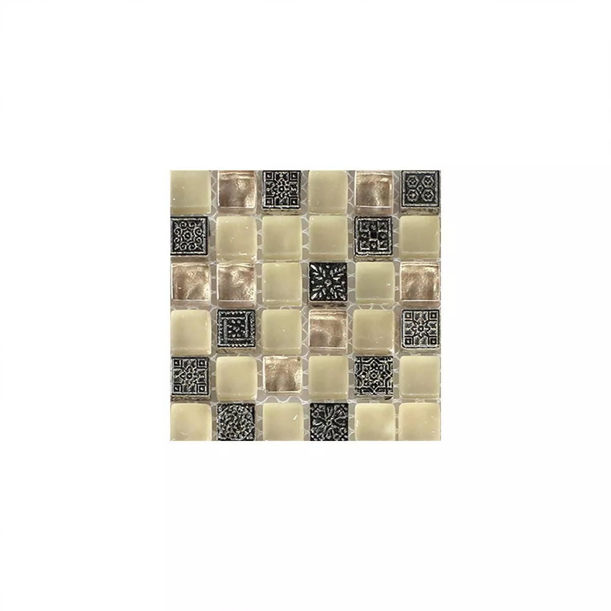 Sample Mosaic Tiles Glass Natural Stone Ornament Beige Mix