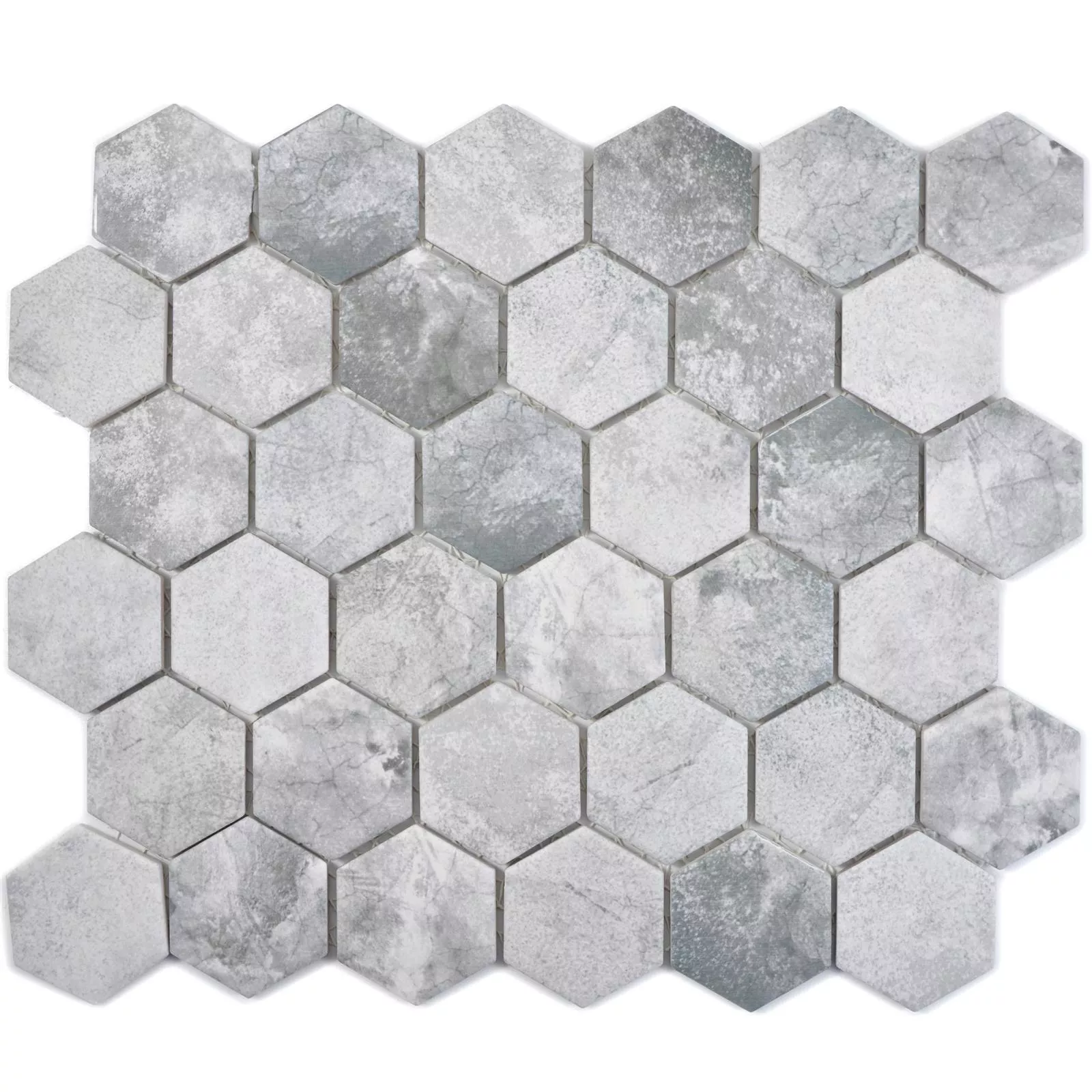 Ceramic Mosaic Comtessa Hexagon Cement Optic Light Grey