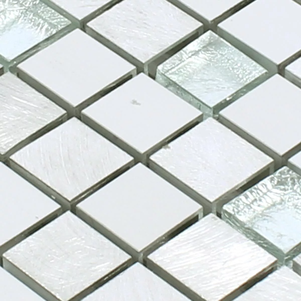 Sample Mosaic Tiles Lissabon Aluminium Glass Mix Silver