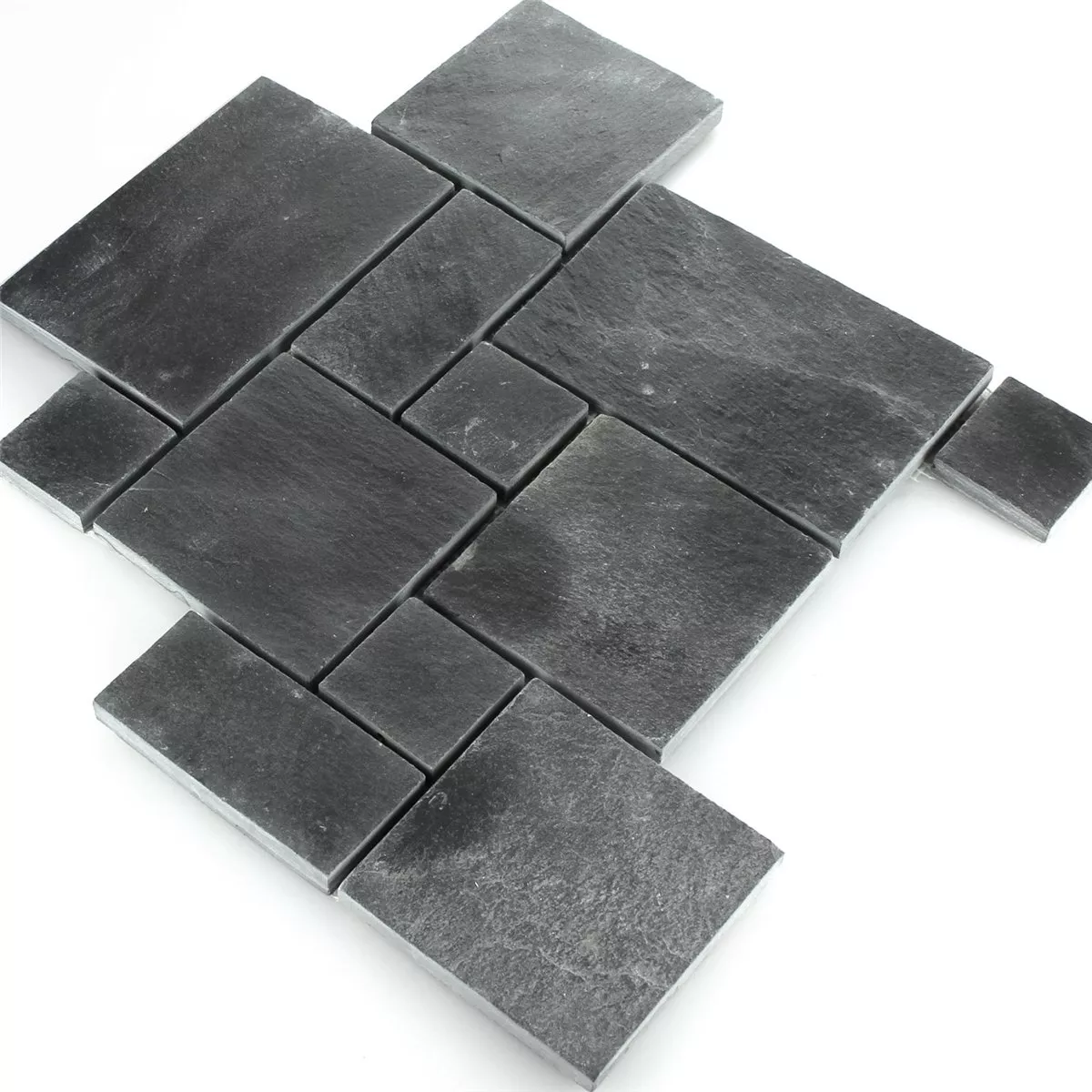 Sample Mosaic Tiles Slate Black Roman Pattern