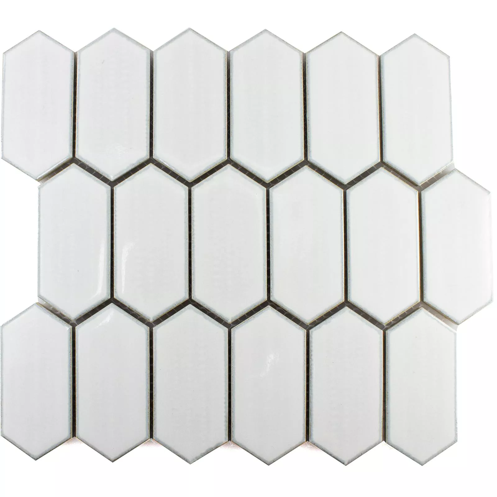 Ceramic Mosaic Tiles McCook Hexagon Long Blanc