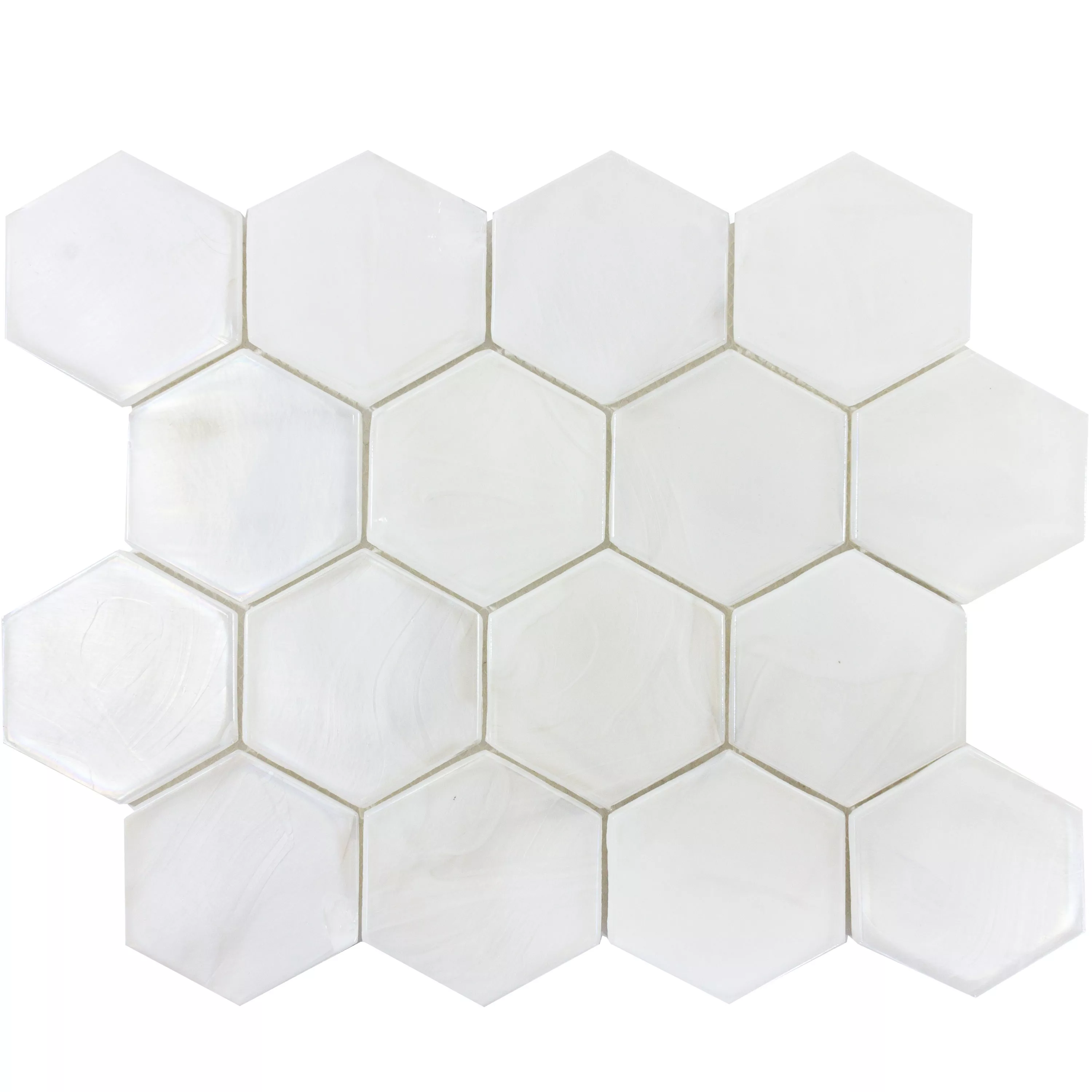 Glass Mosaic Tiles Andalucia Hexagon Blanc