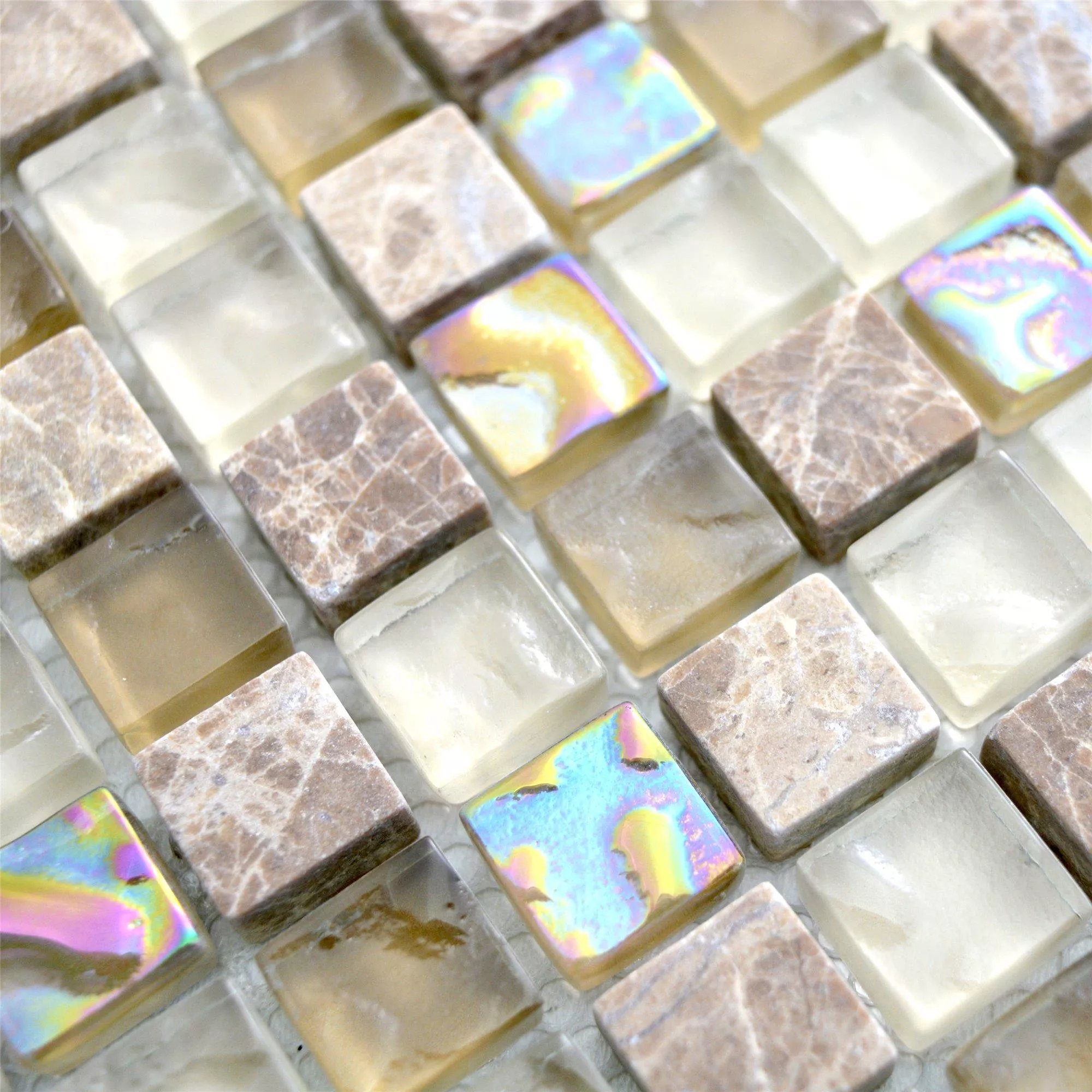 Glass Mosaic Natural Stone Tiles Nexus Light Brown Beige