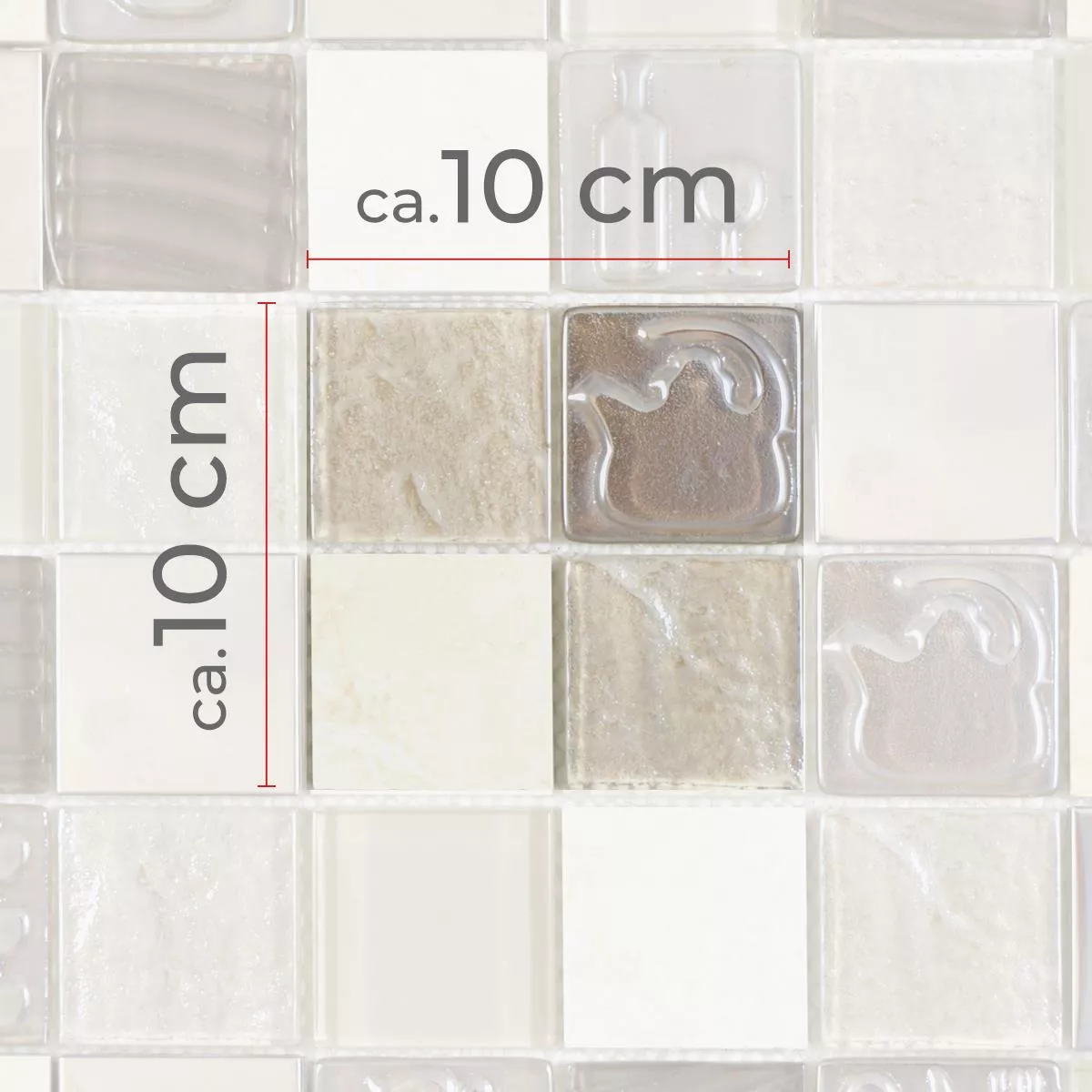Sample Glass Stainless Steel Natural Stone Mosaic Emporia Brown Beige Silver