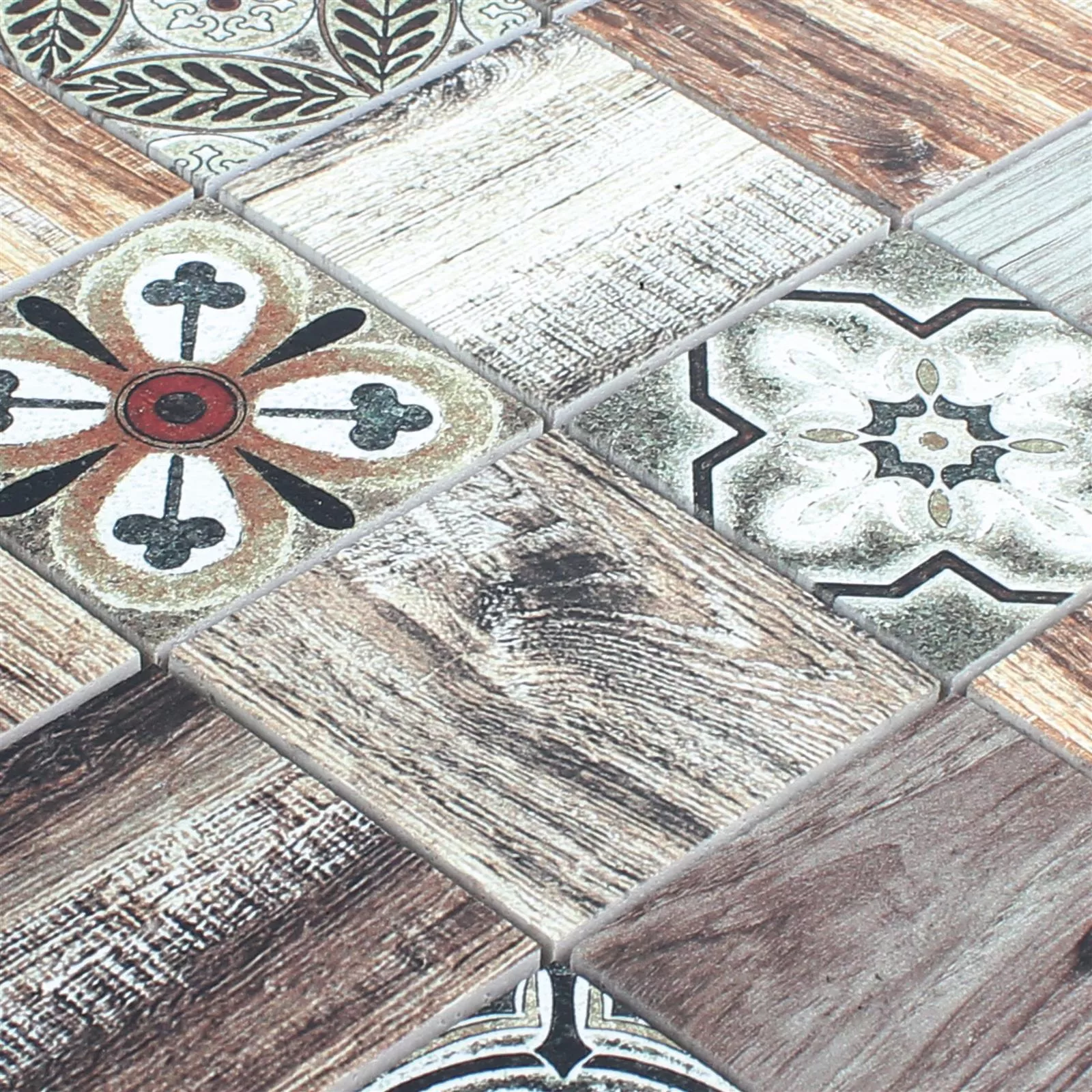Sample Natural Stone Mosaic Tiles Parion Wood Optic Dark Brown