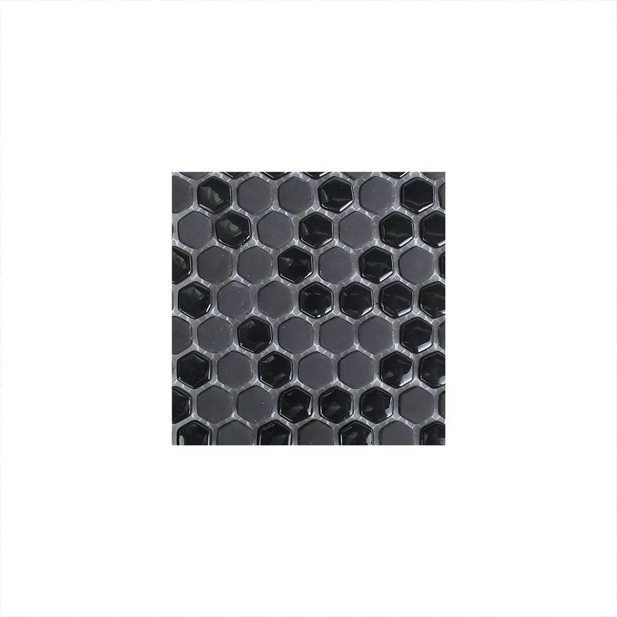 Sample Glass Mosaic Tiles Brockway Hexagon Eco Black