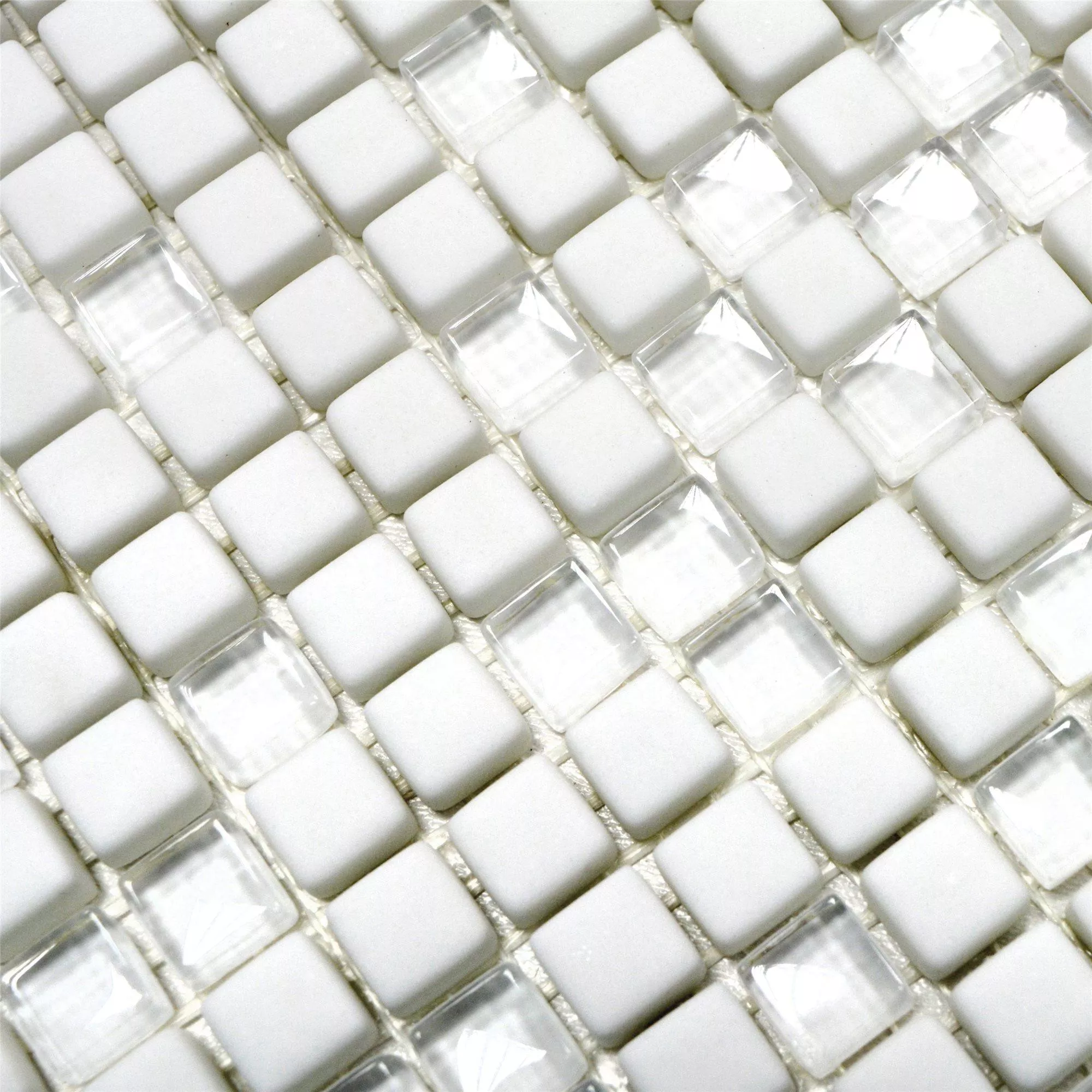 Sample Glass Mosaic Tiles Kassandra White Mat