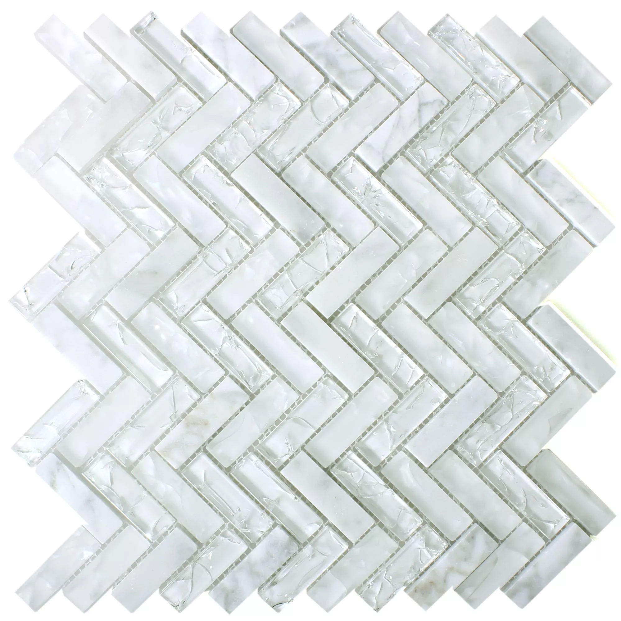 Sample Mosaic Tiles Glass Natural Stone Malawi White Fish Bone