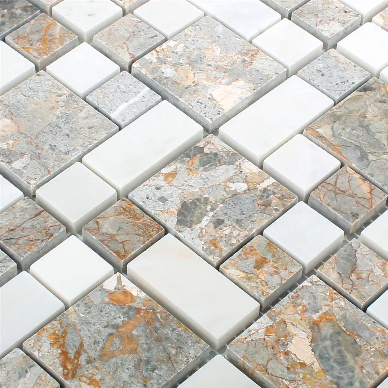 Sample Natural Stone Mosaic Tiles Elphenor Gold White